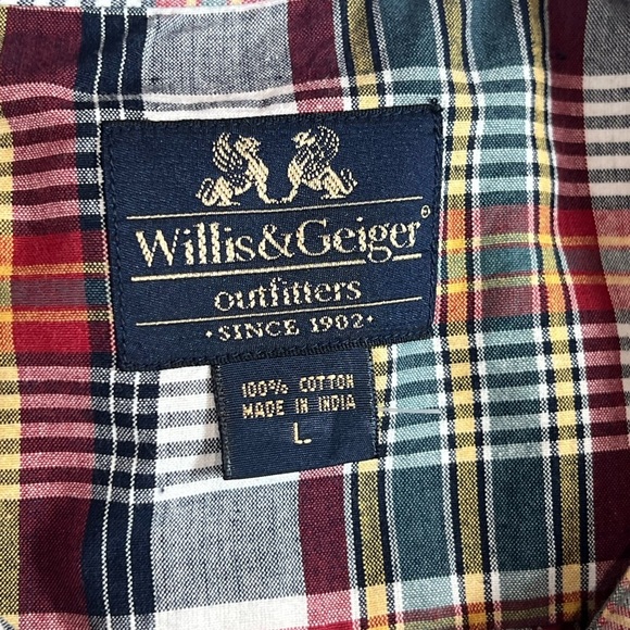 NWT Willis & Geiger Large Plaid Casual Button Indian Madras Patchwork Shirt - Picture 5 of 10
